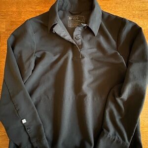 FIGS Unisex Black Long-Sleeve Technical Collection Polo Scrub Top